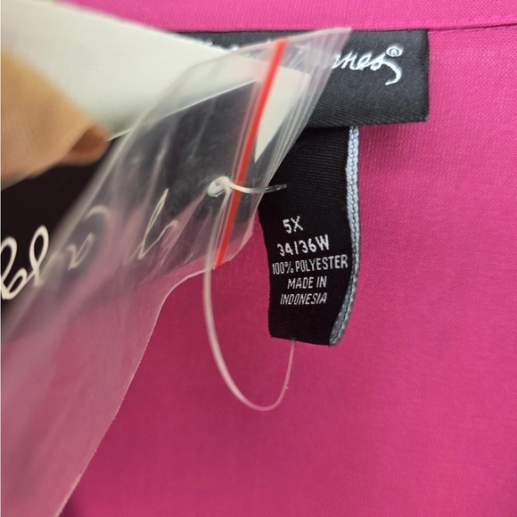 New Maggie Barnes Blouse Sz 5X Red Plus Ruffle Front Long Sleeve - Picture 7 of 13